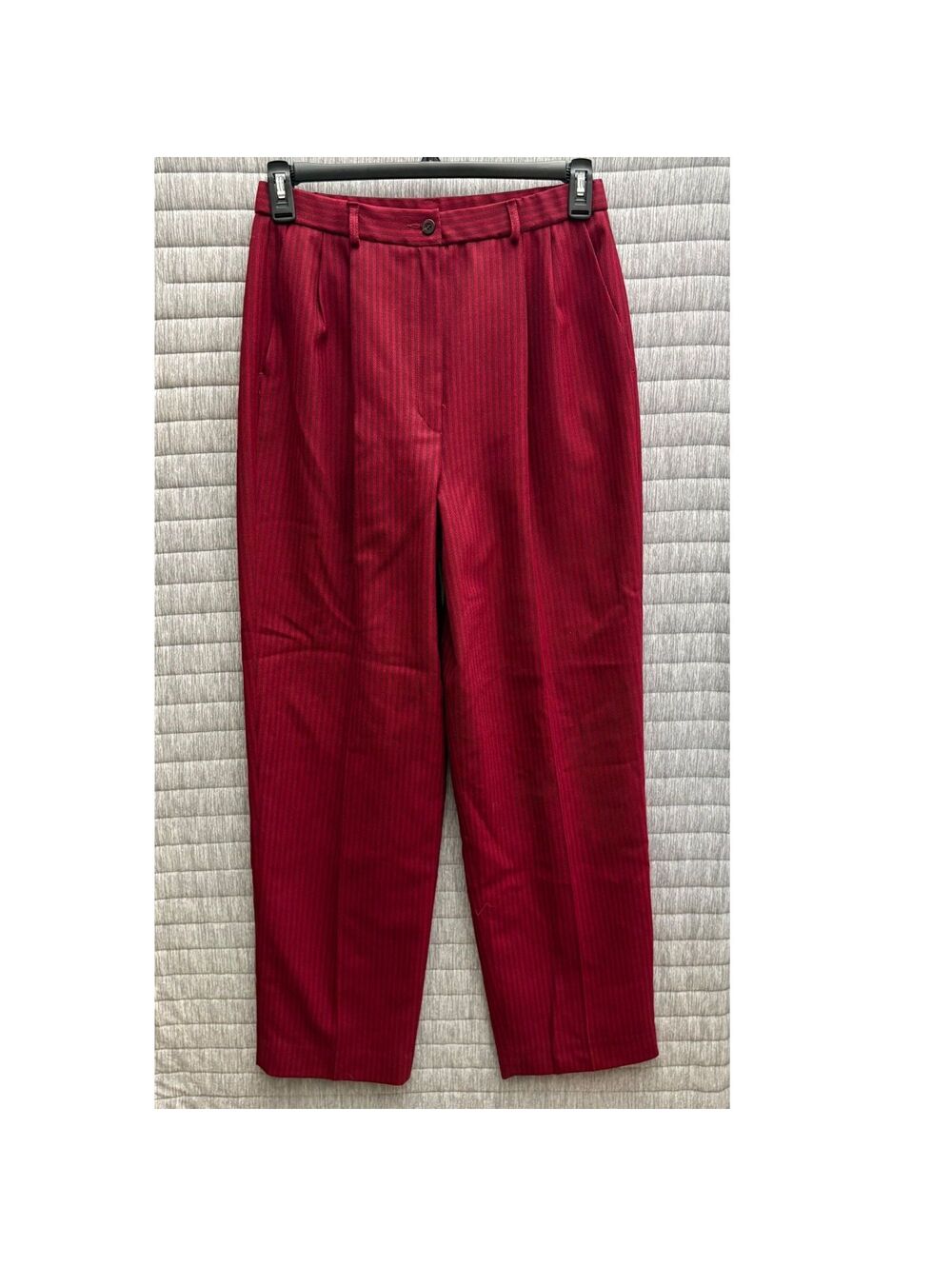 Pendleton Vintage Pinstripe Wool Pants Women's Size 12 Dark Red Maroon Pleated